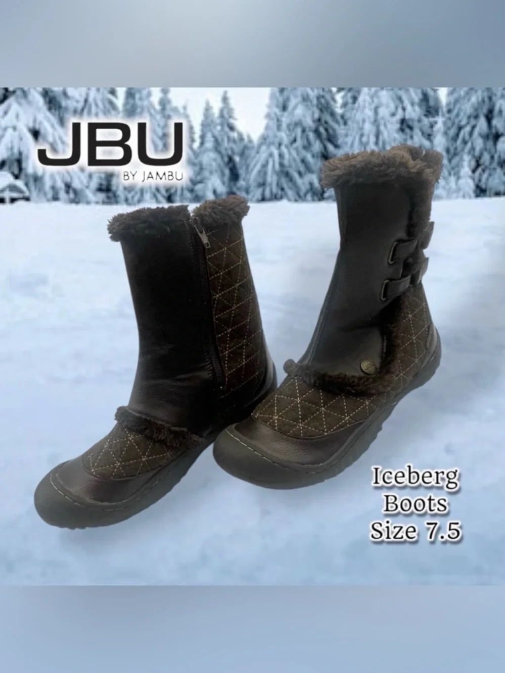 JBU Women's Brown Quilted Winter Boots